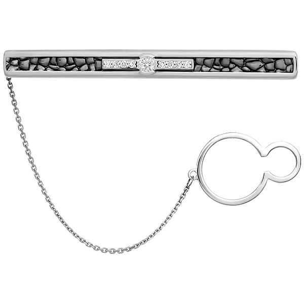 Зажим для галстука с бриллиантами, белое золото