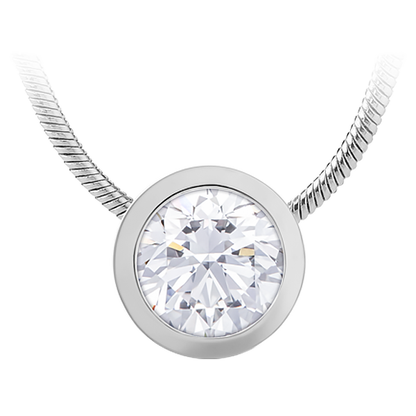 Колье с бриллиантом, белое золото