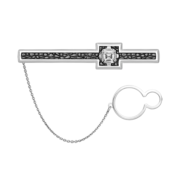 Зажим для галстука с бриллиантом, белое золото