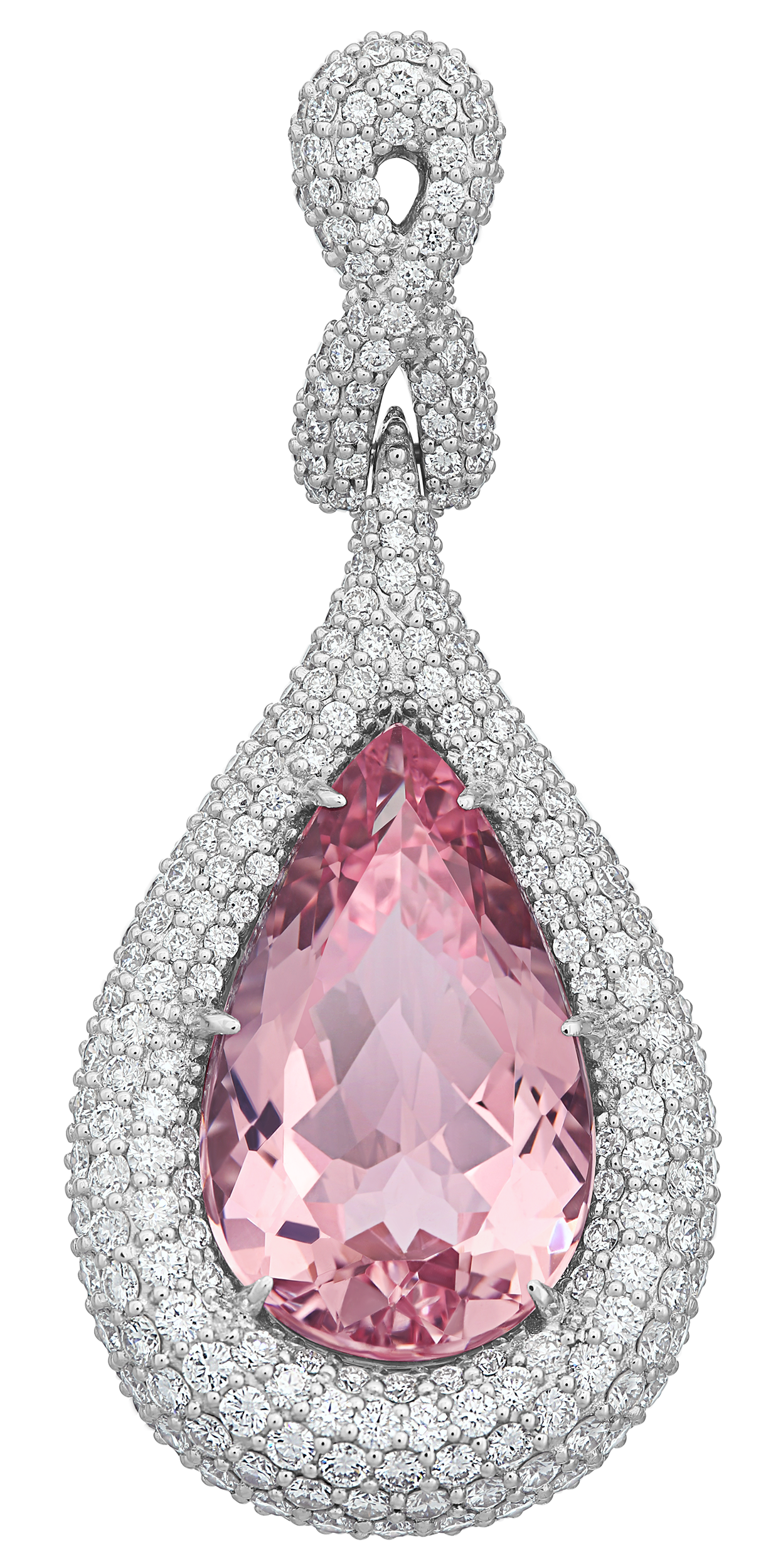 Колье с морганитом и бриллиантами, белое золото