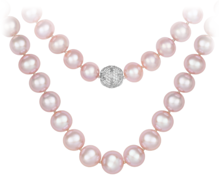 Колье с розовым жемчугом и бриллиантами, белое золото
