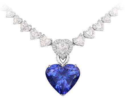 Колье с танзанитом и бриллиантами, белое золото