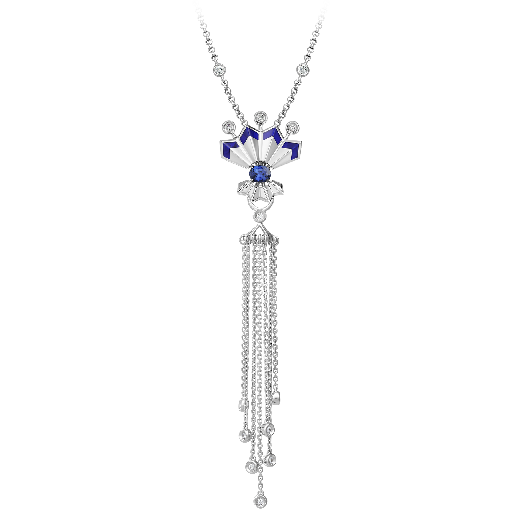 Подвес с сапфиром и бриллиантами, белое золото, н.керамика