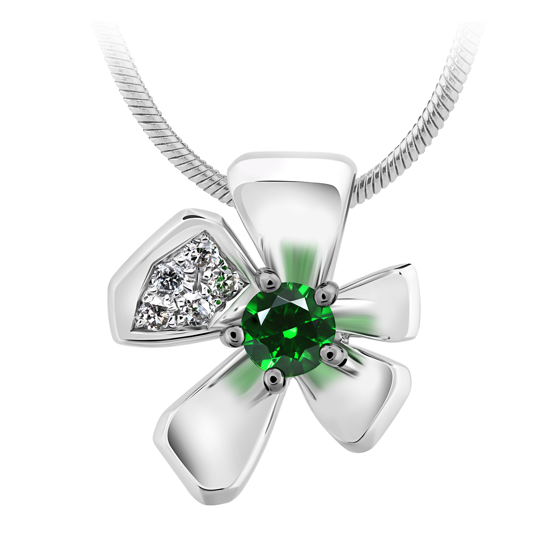 Подвес с демантоидом и бриллиантами, белое золото