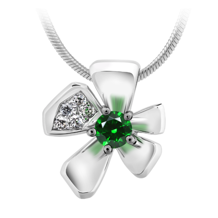 Подвес с демантоидом и бриллиантами, белое золото