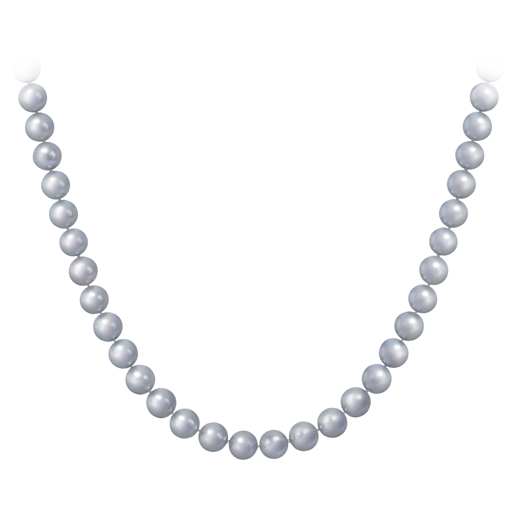 Колье с серо-голубым жемчугом, платина и белое золото