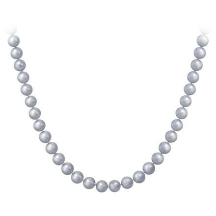 Колье с серо-голубым жемчугом, платина и белое золото