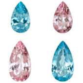 Сет из двух морганитов (5,05ct и 2,86ct) и двух аквамаринов (4,64ct и 2,61ct), Груша