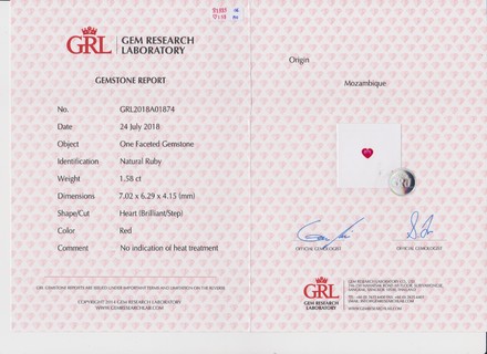 Сет из двух рубинов, MOZAMBIQUE, UNHEATED, Сердце 1,58ct/ 1,35ct 3