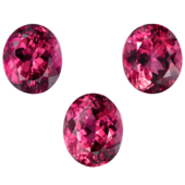 Сет из трёх Турмалинов Рубеллитов, Овал, 6,00ct/ 6,69ct/ 6,21ct