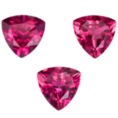 Сет из трёх Турмалинов Рубеллитов, Триллион, 4,73ct/ 4,43ct/ 3,95ct