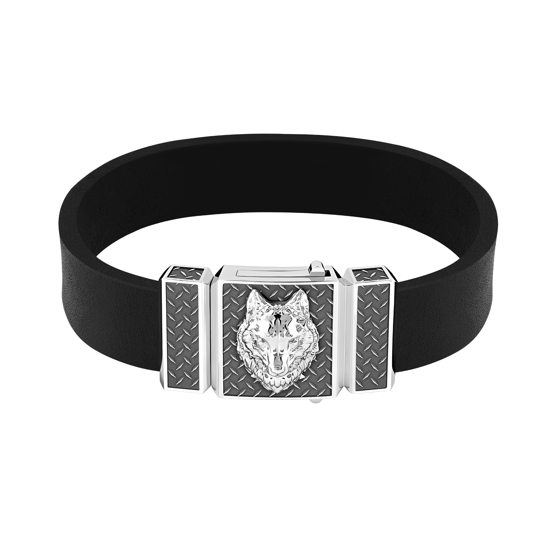 Браслет, белое золото, натуральная кожа