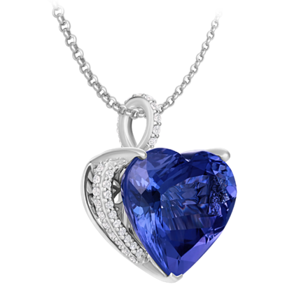 Подвес с танзанитом и бриллиантами, белое золото 2