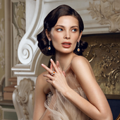 Серьги со спессартинами и бриллиантами, белое золото