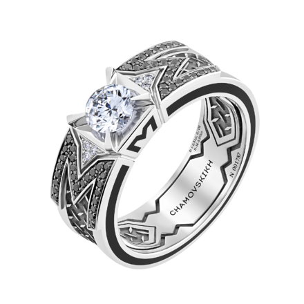 Кольцо с бриллиантами, белое золото, н.керамика