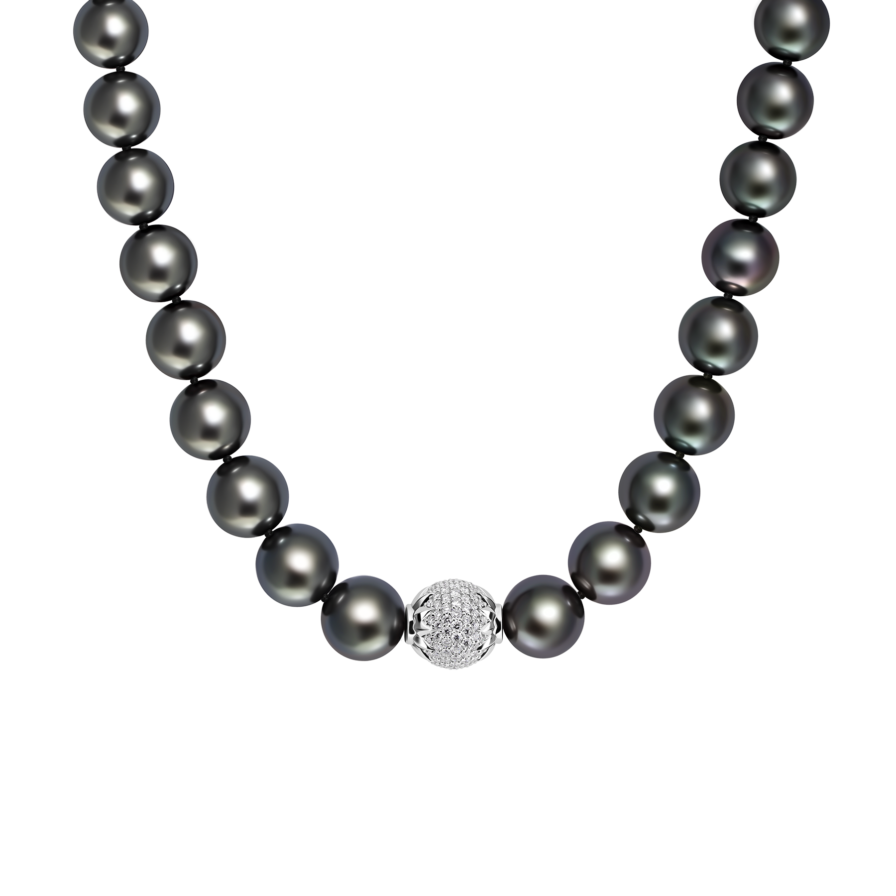 Жемчужное колье с бриллиантами, белое золото