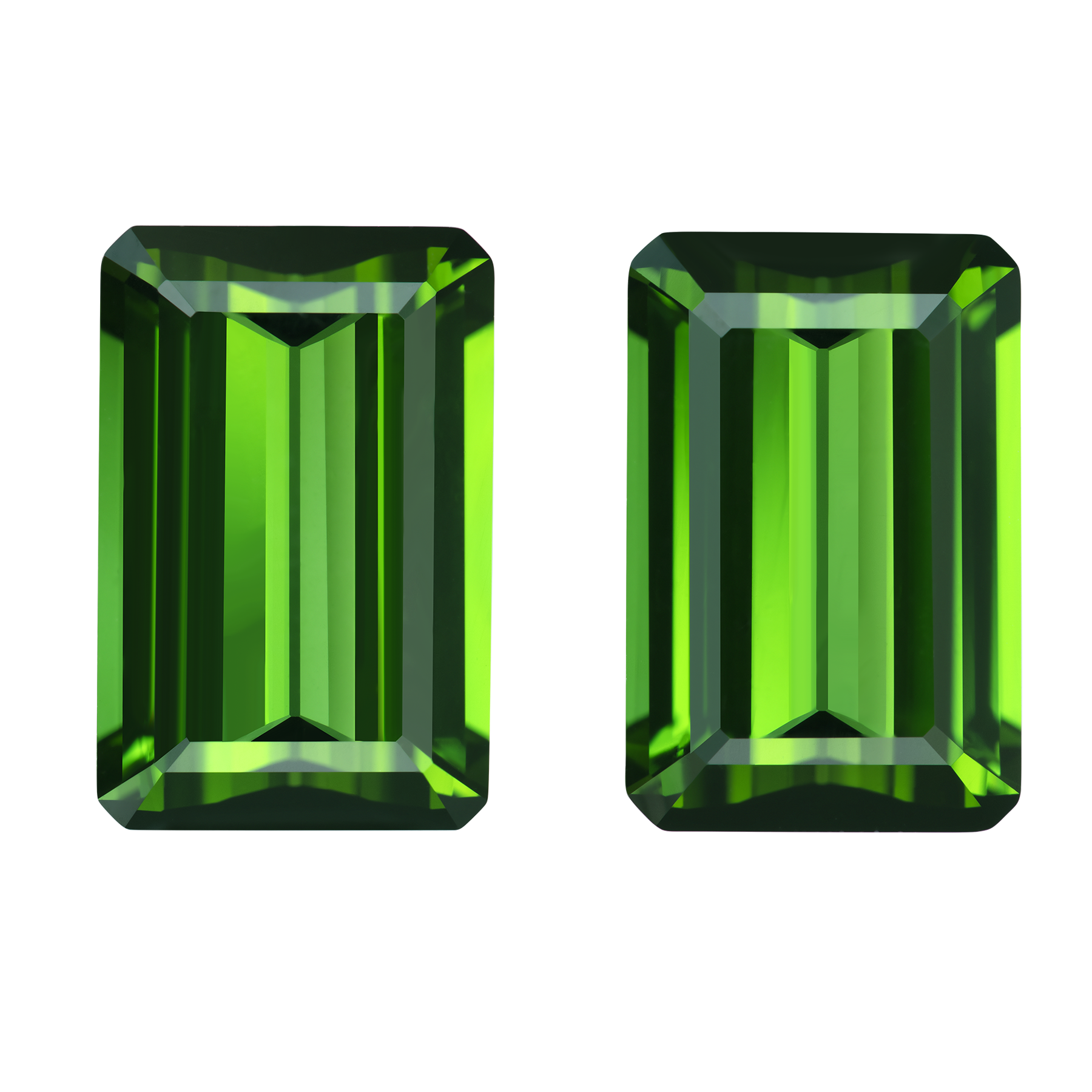 Сет из двух турмалинов верделитов, Октагон, 2 шт.-11,40ct