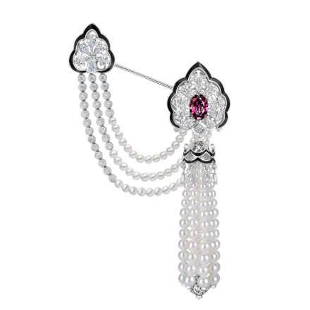 Сет с александритом, бриллиантами и жемчугом, белое золото, н.керамика 2