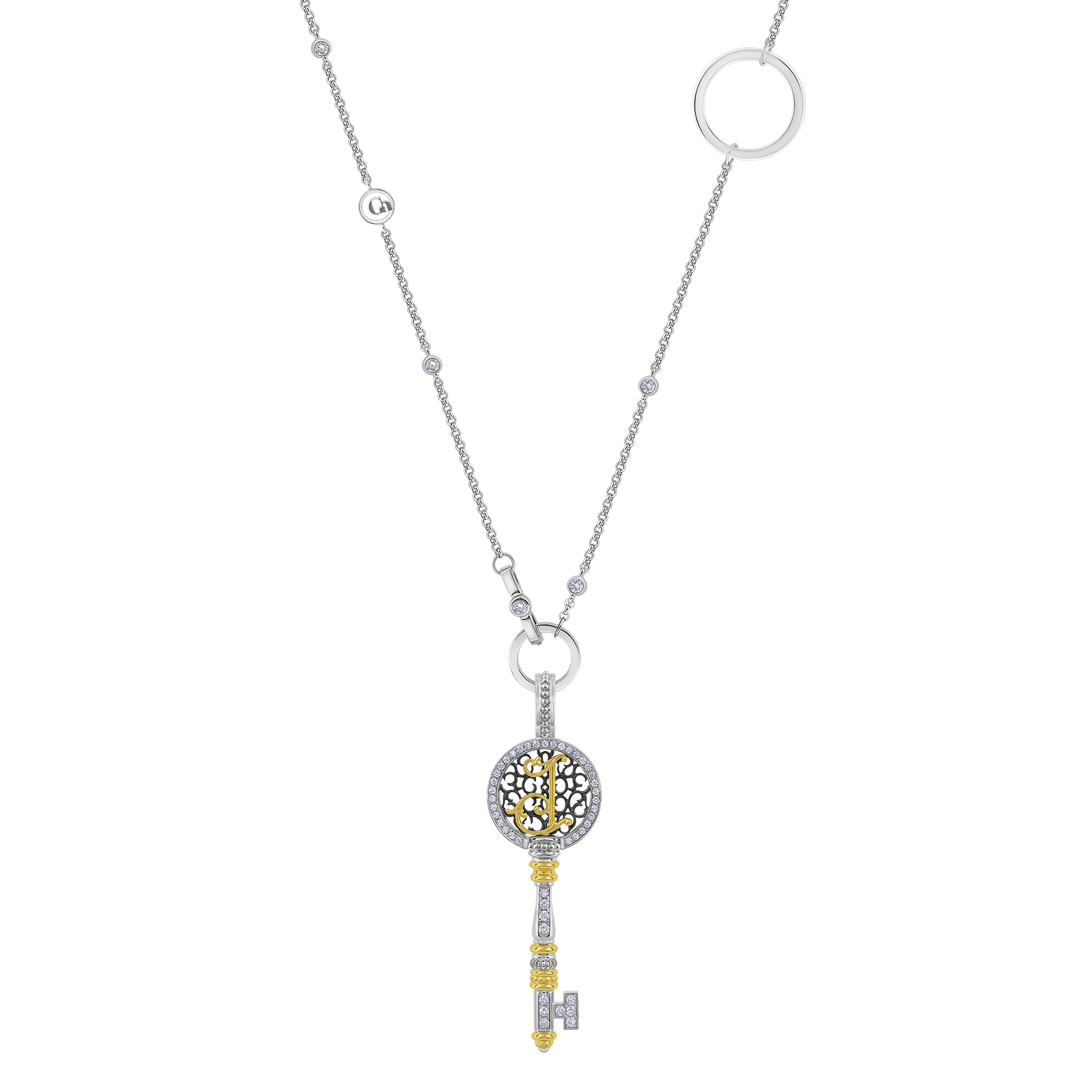 Подвес с бриллиантами, белое и жёлтое золото