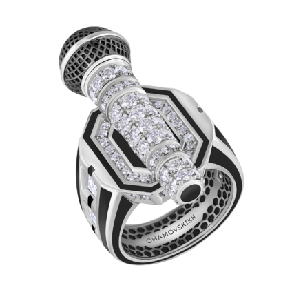 Кольцо с бриллиантами, белое золото, н.керамика