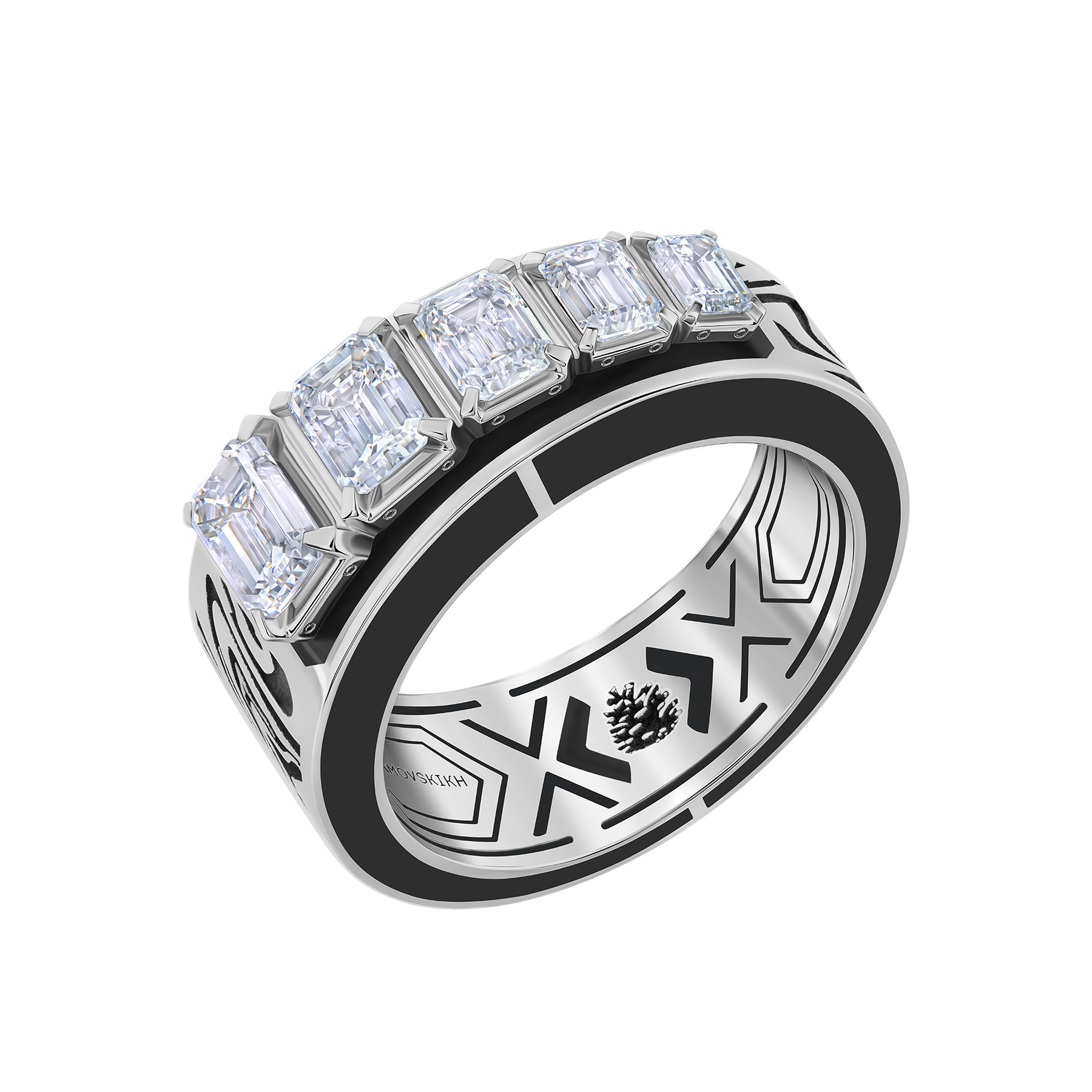 Кольцо с бриллиантами, белое золото, н.керамика