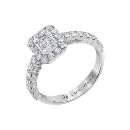 Помолвочное кольцо с бриллиантами, белое золото