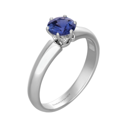 Помолвочное кольцо с сапфиром, белое золото