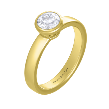 Кольцо с бриллиантом, желтое золото