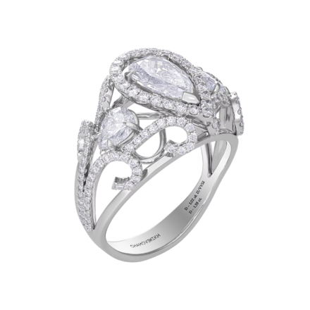 Кольцо с бриллиантами, белое золото