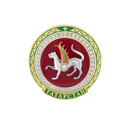 Нагрудный знак ТАТАРСТАН с бриллиантами, жёлтое и белое золото, н.керамика
