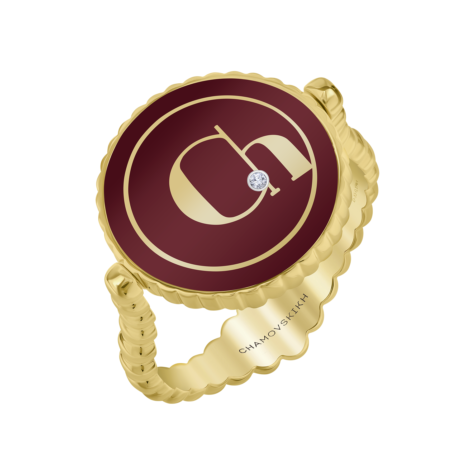 Кольцо с бриллиантами, жёлтое золото, н.керамика