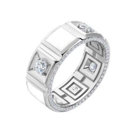 Обручальное кольцо с бриллиантами, белое золото, н.керамика