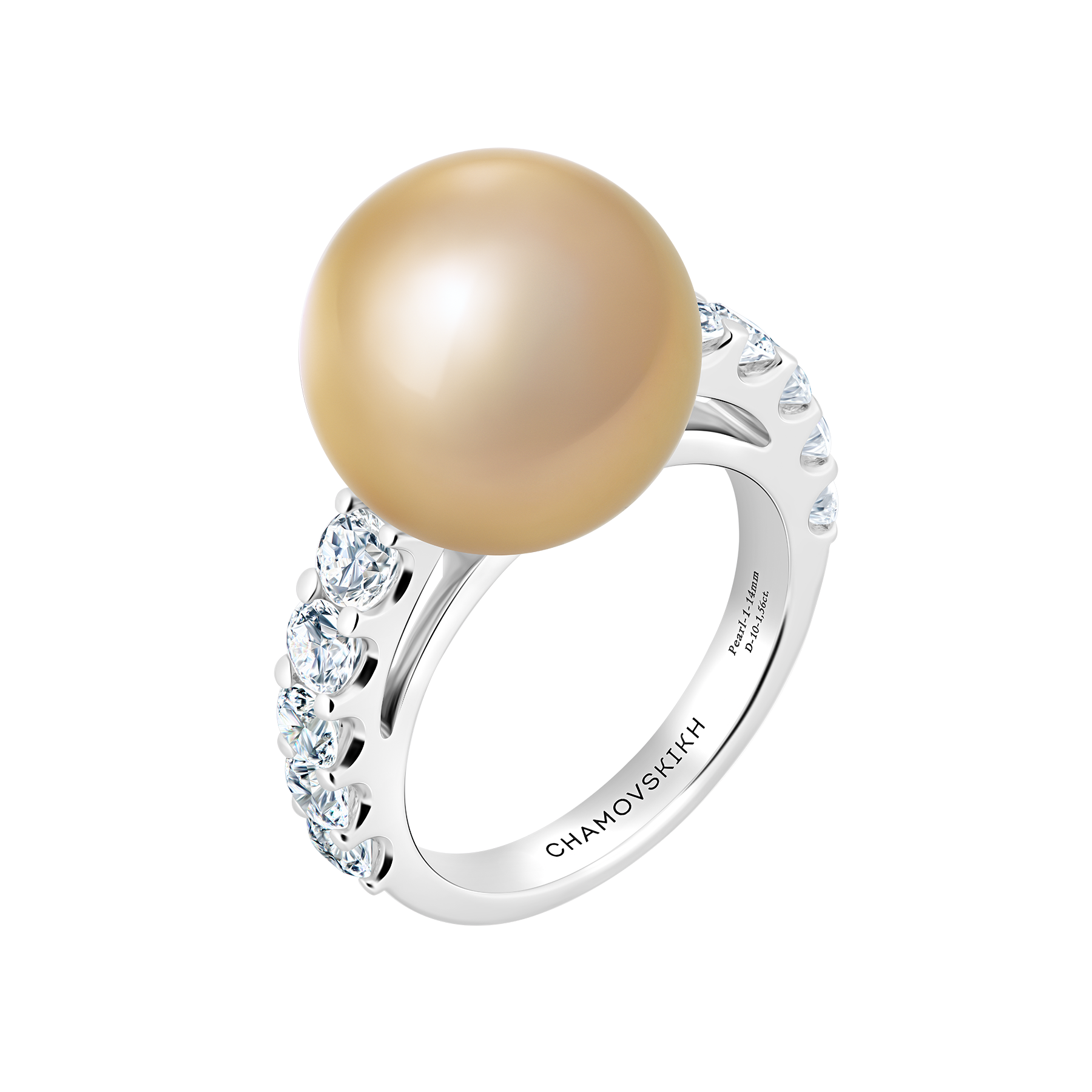Кольцо с жемчугом и бриллиантами, белое золото