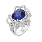 Кольцо с сапфиром и бриллиантами, белое золото