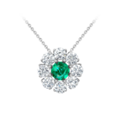 Колье с изумрудом и бриллиантами, белое золото