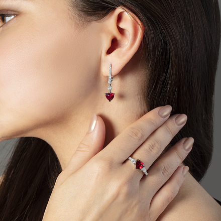 Кольцо с рубином и бриллиантами, белое золото 2