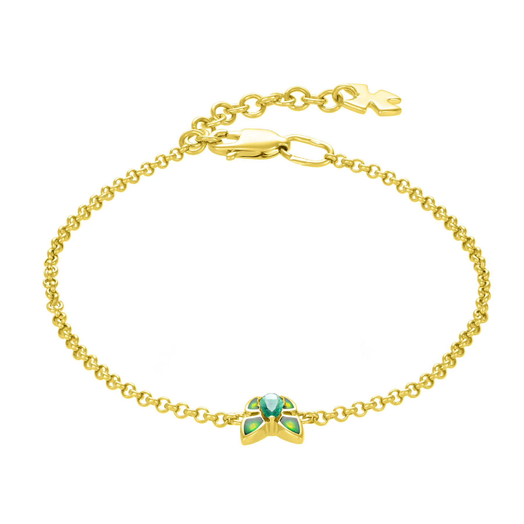 Браслет с изумрудом, желтое золото, н.керамика