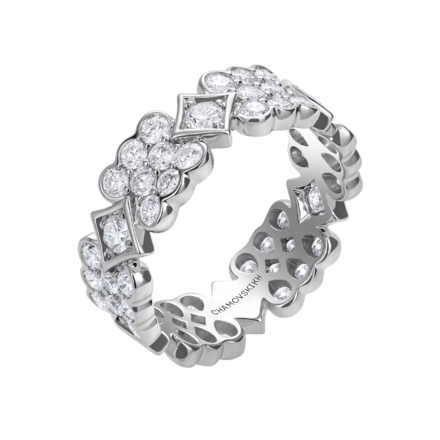 Обручальное кольцо с бриллиантами, платина