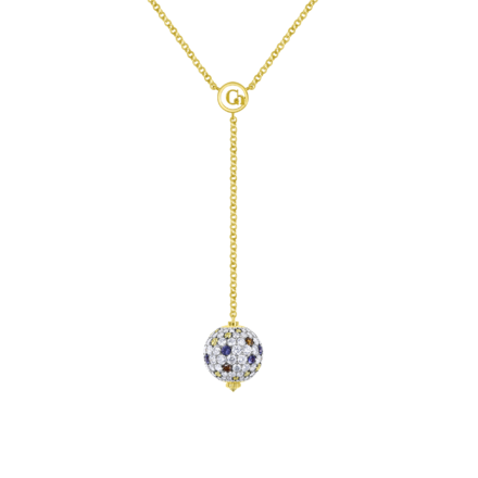 Колье с бриллиантами и сапфирами, жёлтое золото