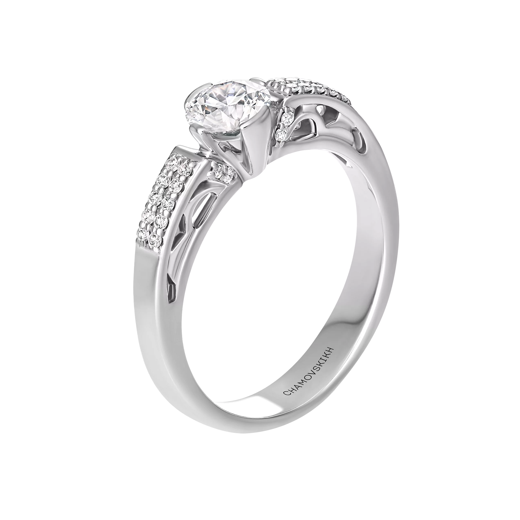 Кольцо с бриллиантами, белое золото