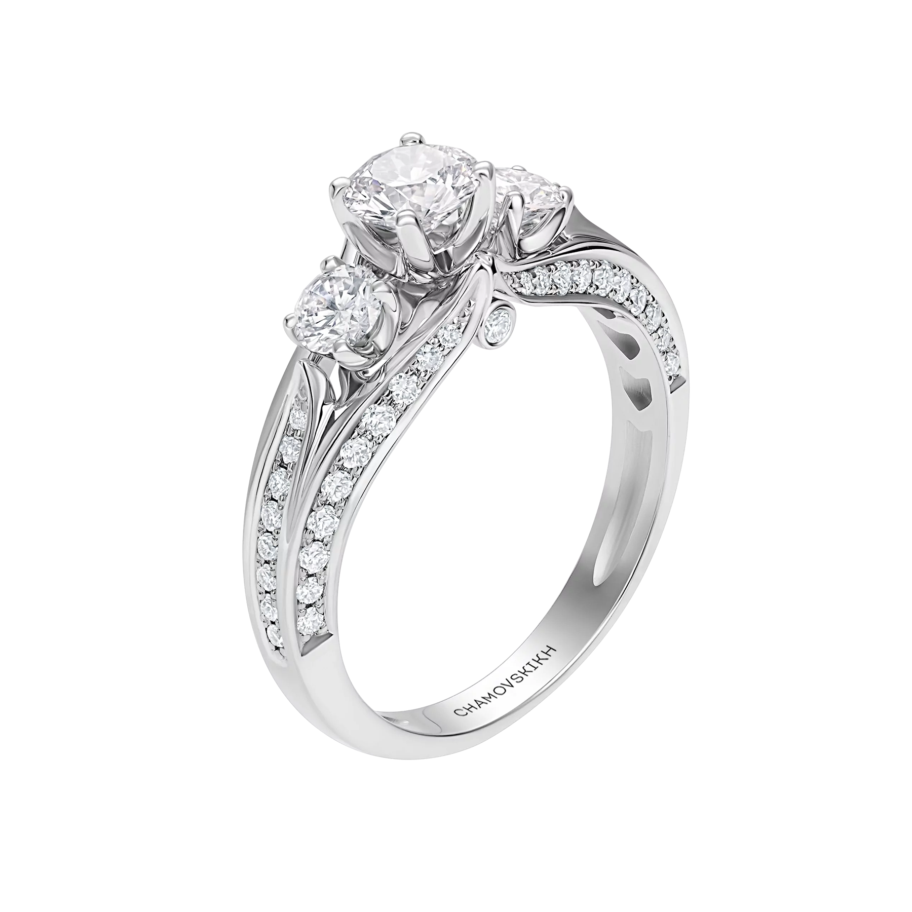 Кольцо с бриллиантами, белое золото