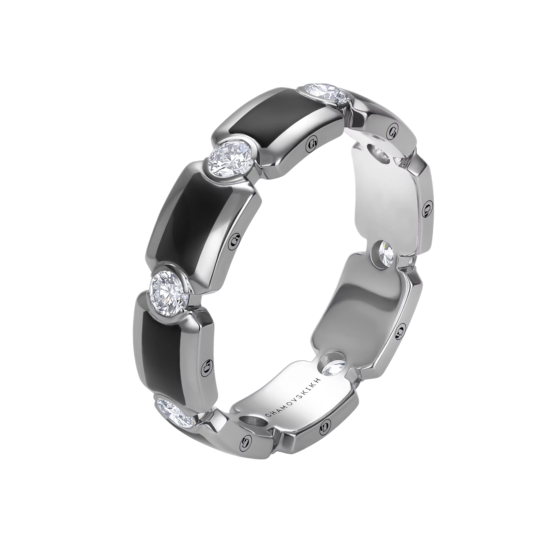 Кольцо с бриллиантами, белое золото, н. керамика