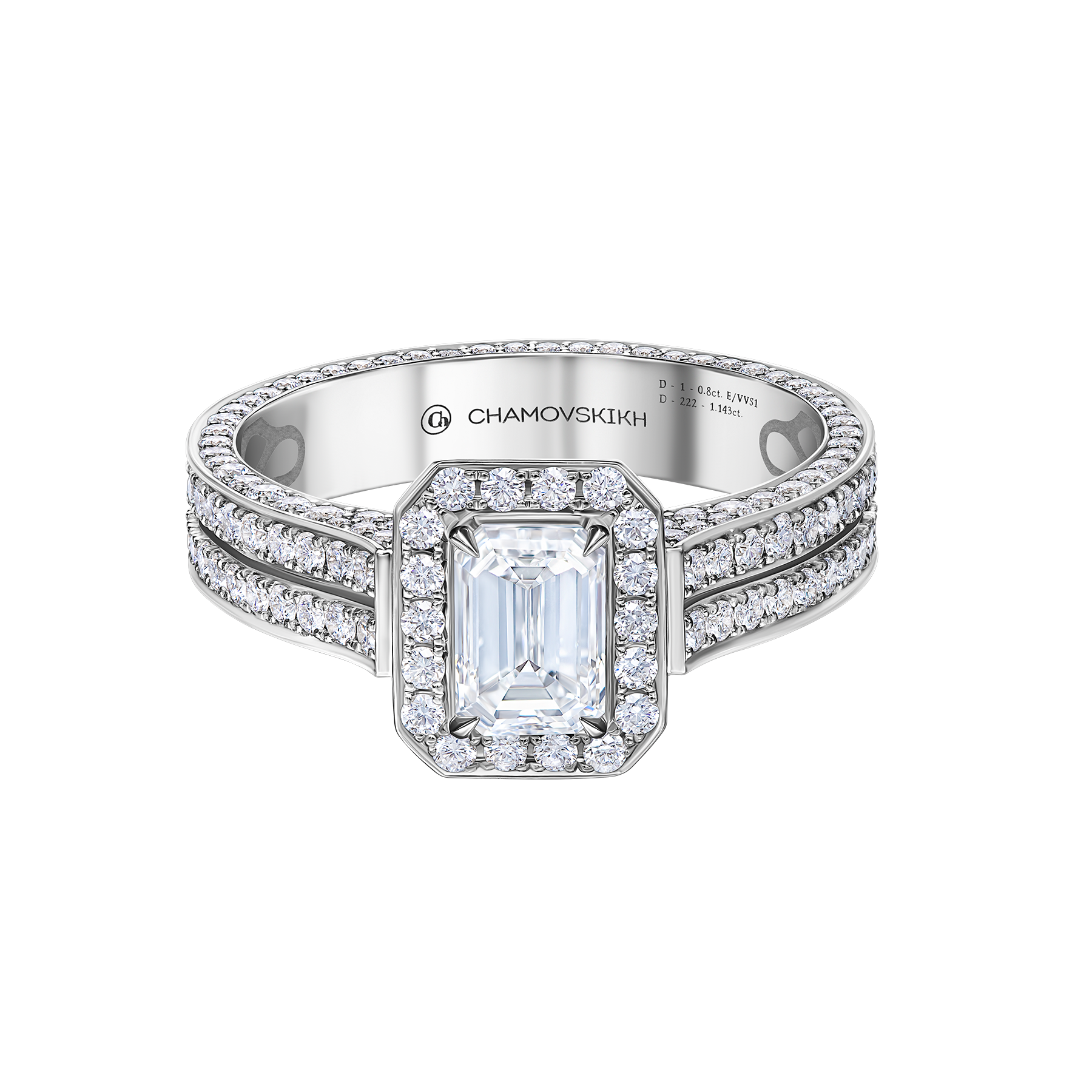 Кольцо с бриллиантами, белое золото