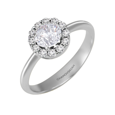 Помолвочное кольцо с бриллиантами, белое золото