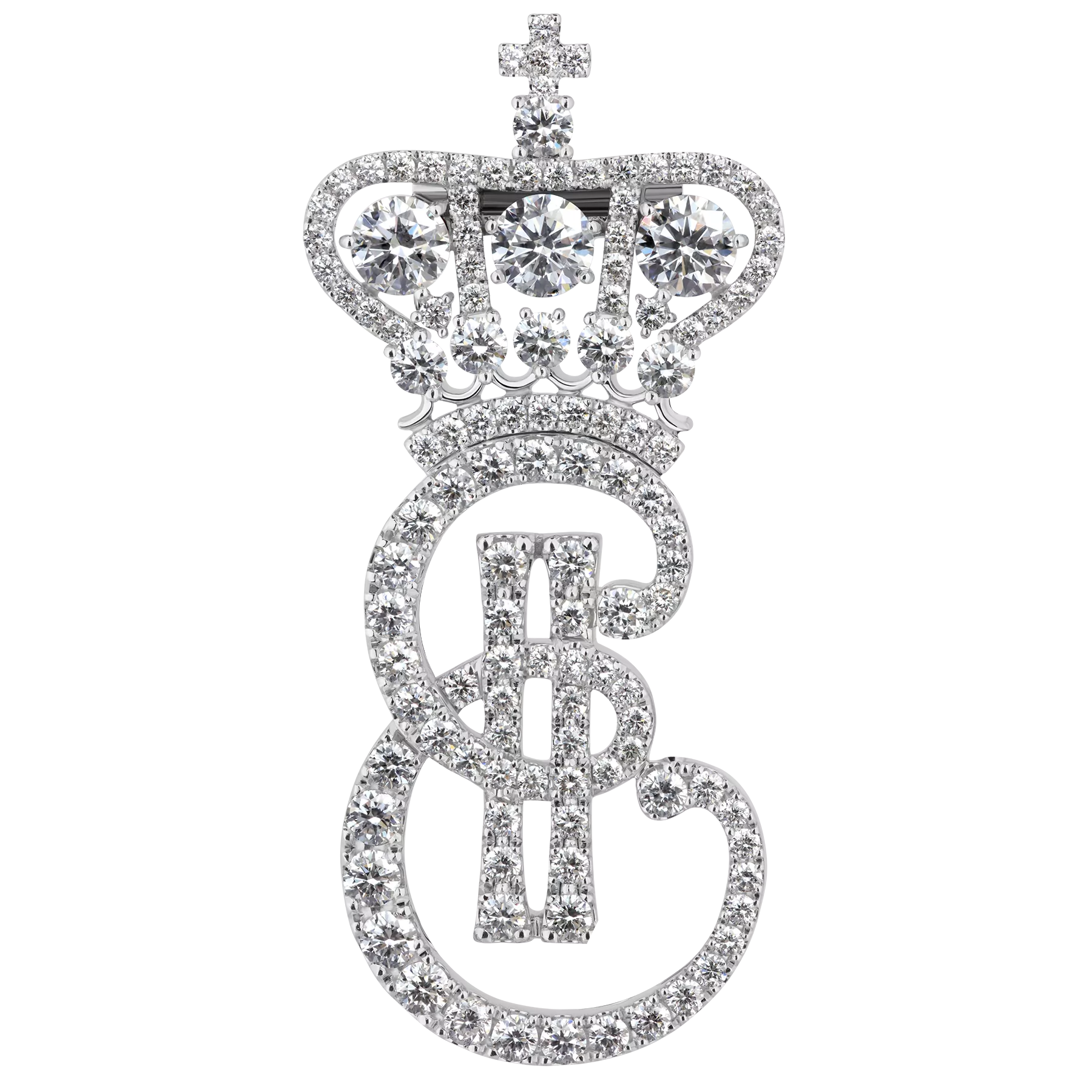 Брошь с бриллиантами, белое золото