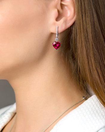 Серьги с рубеллитами и бриллиантами, белое золото 2