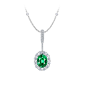 Подвес с изумрудами и бриллиантами, белое золото