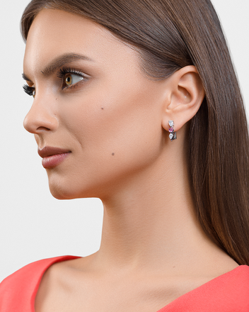 Серьги с сапфирами и бриллиантами, белое золото 2