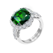 Кольцо с верделитом и бриллиантами, белое золото
