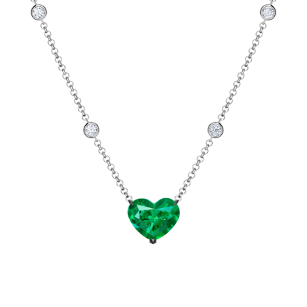 Колье с изумрудом и бриллиантами, белое золото